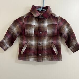 Barn Chore Ranch Coat Kids Boys 2T Burgundy Plaid Western Country Cozy Outdoor.